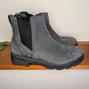 Sorel Lennox Chelsea Leather Waterproof Ankle Boots Quarry Size 9
